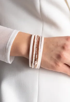 FIGL Elegancka bransoletka na beżowym pasku z kryształami górskimi