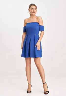 Elegancka sukienka z odkrytymi plecami szafirowa M1026 rozmiar L