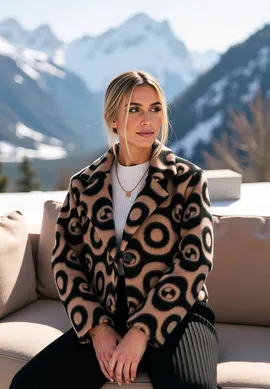 Kurtka z flauszu damska - Kurtka z kołnierzem - Beżowa kurtka M1117 rozmiar L/XL