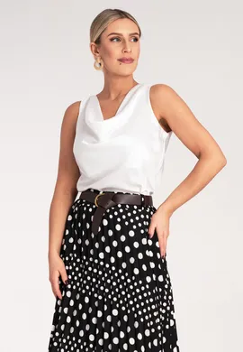 Bluzka satynowa na ramiączkach - Bluzka z lejącym dekoltem - Bluzka biała M1119 r. L/XL