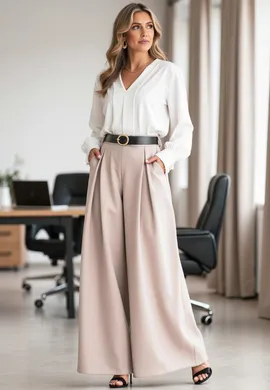 Spodnio spódnica - Spódnico spodnie eleganckie - Beżowe M1134 r. L/XL