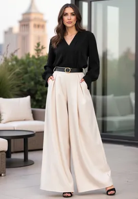 Spodnio spódnica - Spódnico spodnie eleganckie - Ecru M1134 r. L/XL