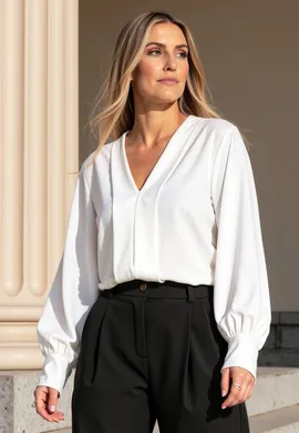 Koszula damska - Elegancka koszula damska - Biała koszula M1135 r. L/XL