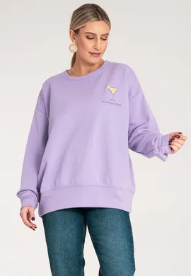 Bluza damska z haftem - Bluza damska bez kaptura - Fioletowa bluza damska M1152 r. L/XL