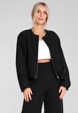 Bomberka damska elegancka - Czarna bomberka damska M1198 r. L/XL