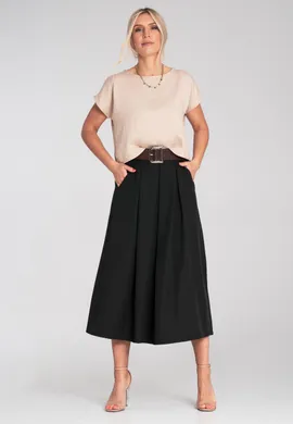 Elegancka spódnica z kieszeniami - Spódnica z paskiem - Czarna M1201 r. L/XL