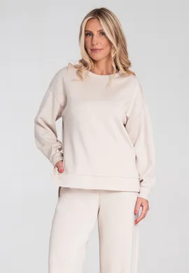 Bluza damska bez kaptura - Asymetryczna bluza damska - Beżowa M1203 r. L/XL