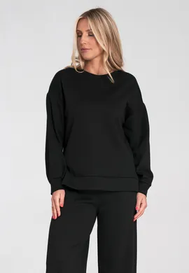 Bluza damska bez kaptura - Asymetryczna bluza damska - Czarna M1203 r. L/XL