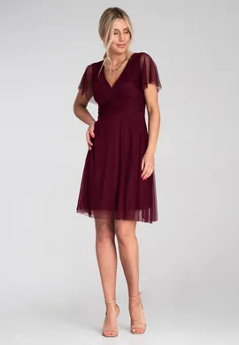 Bordowa sukienka z siateczki - Sukienka na imprezę - Sukienka M1206 r. L/XL