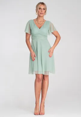 Miętowa sukienka z siateczki - Sukienka na imprezę - Sukienka M1206 r. L/XL