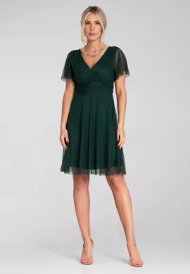 Zielona sukienka z siateczki - Sukienka na imprezę - Sukienka M1206 r. L/XL