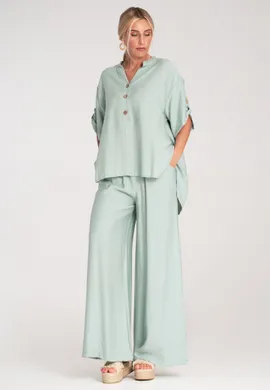 Komplet bluzka i spodnie - Komplet dwuczęściowy damski - Miętowy  M1220 r. L/XL