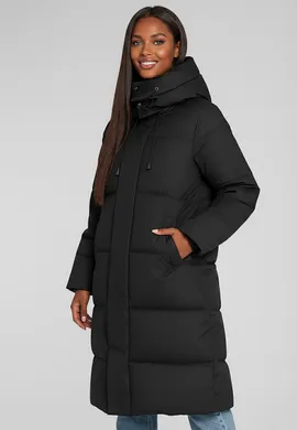 Długa puchowa kurtka damska - Czarna kurtka damska M1230 r. L