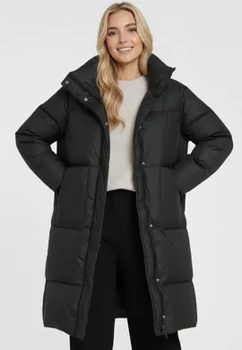 Długa kurtka zimowa damska - Zimowa kurtka damska - Czarna kurtka M1231 r. L