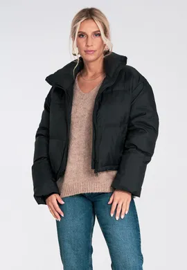 Ocieplana kurtka damska - Czarna kurtka damska M1232 r. M