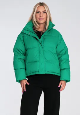 Kurtka puchowa damska - Kurtka zimowa oversize damska - Zielona M1233 r. M