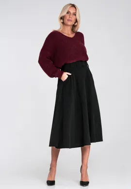 Elegancka spódnica na gumce - Spódnica z paskiem - Czarna M1234 r. L