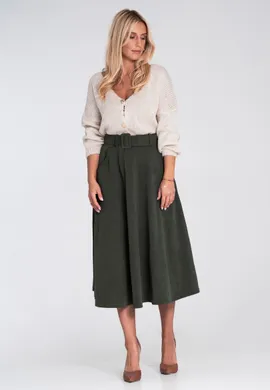 Elegancka spódnica na gumce - Spódnica z paskiem - Zielona M1234 r. L
