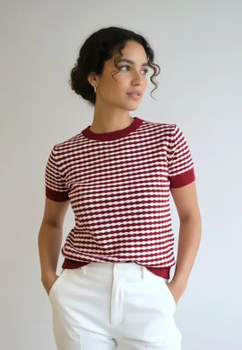 Bluzka sweterkowa - Sweter z krótkim rękawem - Czerwony M1266 r. L