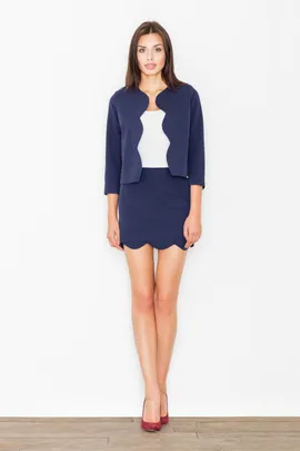 Elegancki granatowy komplet z marynarką i spódnicą M476 rozmiar L
