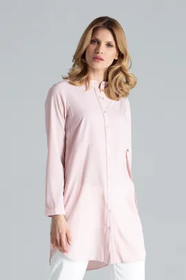 Długa koszula damska - koszula damska oversize różowa M545 rozmiar L
