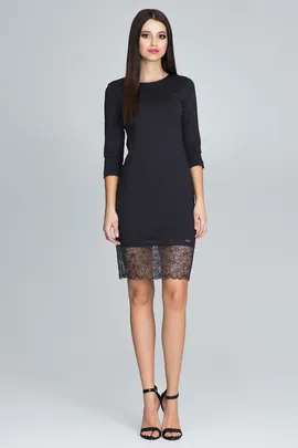 Czarna elegancka sukienka z koronką - M570 rozmiar L