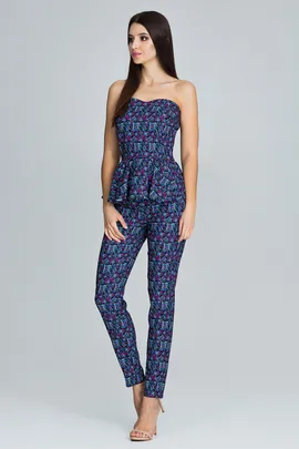 Komplet spodnie i bluzka - bluzka gorsetowa - spodnie długie damskie - wzorzysty M606 rozmiar L