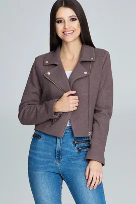 Kurtka ramoneska damska - ramoneska damska brązowa M607 rozmiar M