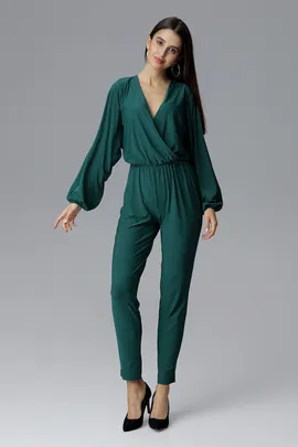 Kombinezon damski elegancki długi rękaw zielony M620 rozmiar L/XL