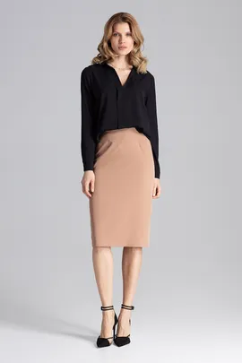 Elegancka koszula damska z dużym kołnierzykiem czarna M621 rozmiar L