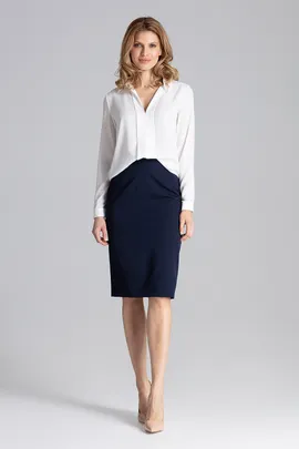 Elegancka koszula damska z dużym kołnierzykiem ecru M621 rozmiar L