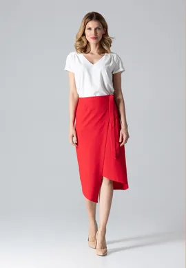 Asymetryczna spódnica wiązana w kolorze czerwonym M629 rozmiar L