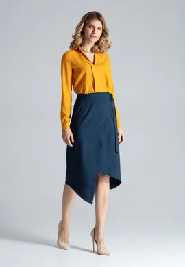 Asymetryczna spódnica wiązana w kolorze granatowym M629 rozmiar L