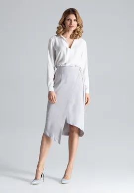 Asymetryczna spódnica wiązana w kolorze szarym M629 rozmiar L