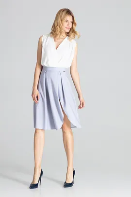 Elegancka spódnica z rozcięciem na udzie szara M675 rozmiar L