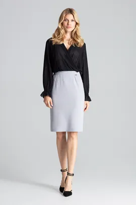 Dopasowana elegancka spódnica ołówkowa szara M688 rozmiar L