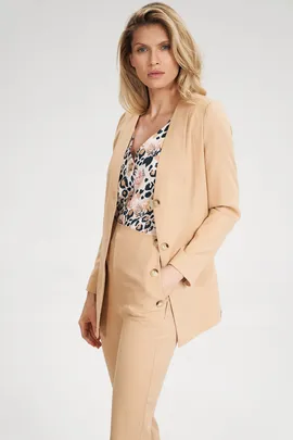 Beżowa marynarka damska zapinana na dwa guziki - M694 rozmiar L