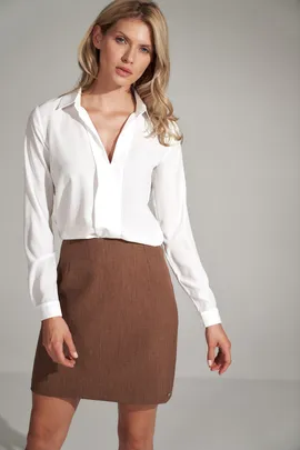 Elegancka spódnica trapezowa mini brązowa M723 rozmiar L