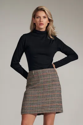 Bluzka z golfem damska - czarna bluzka damska elegancka M729 rozmiar L