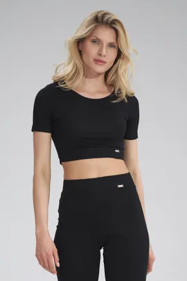 Bluzka top damska z krótkim rękawem czarna M748 rozmiar L