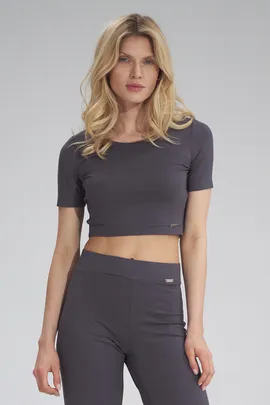 Bluzka top damska z krótkim rękawem szara M748 rozmiar L