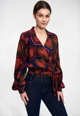 Bluzka koszula damska - damska bluzka elegancka w serca M868 rozmiar L