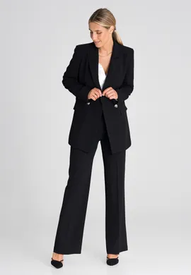 Czarna marynarka damska elegancka - marynarka dwurzędowa damska M948 rozmiar L