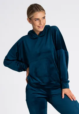 Bluza damska welurowa - Bluza welur damska morska M969 rozmiar L/XL