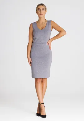 Prosta sukienka pianka - sukienka na ramiączkach szara M978 rozmiar L